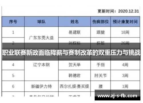 职业联赛新政面临降薪与赛制改革的双重压力与挑战 职业联赛新政面临降薪与赛制改革的双重压力与挑战