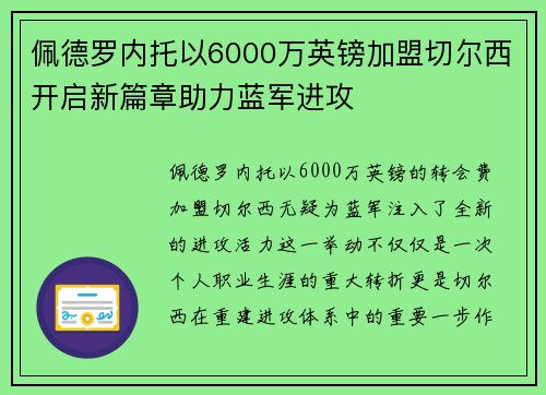 佩德罗内托以6000万英镑加盟切尔西开启新篇章助力蓝军进攻 佩德罗内托以6000万英镑加盟切尔西开启新篇章助力蓝军进攻